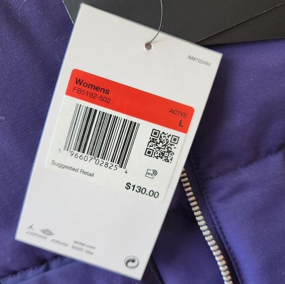 Nike Jordan Women's Insulated Loose Fit Purple Quilted Vest Size Large - Picture 8 of 10
